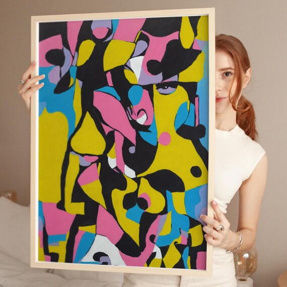 Spiral Syntax No 2 Abstract Pop Art Print Colorful Figurative Painting Wall Expressionist For Bold Interiors