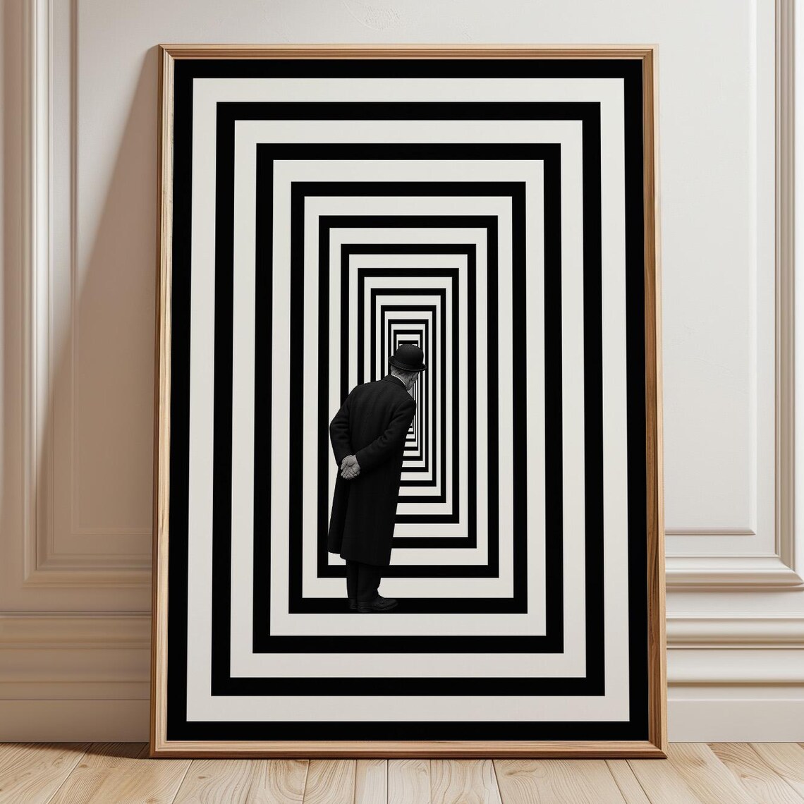 Observer Surreal Black and White Optical Illusion Poster
