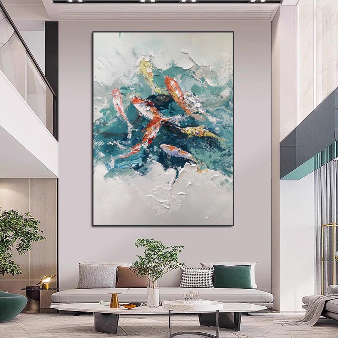 Koi Fish Abstract Art Print, Modern Living Room Decor - Image 3