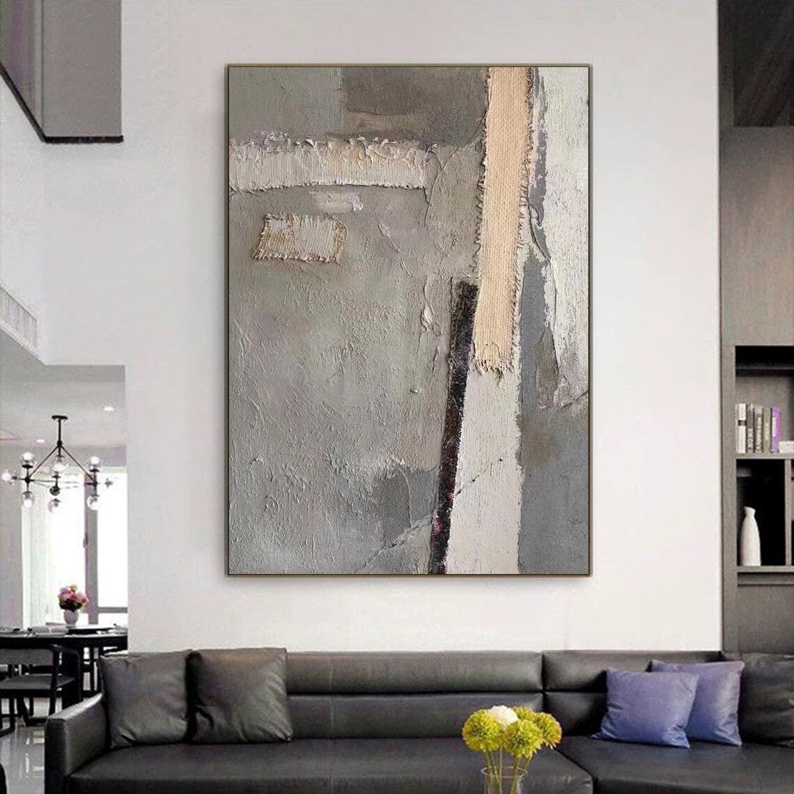 Scandinavian Style Abstract Vertical Painting - Image 2