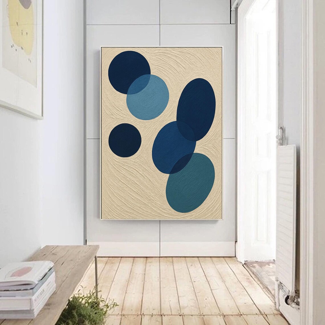 Abstract Geometric Circles, Minimalist Living Room Art Print - Image 2