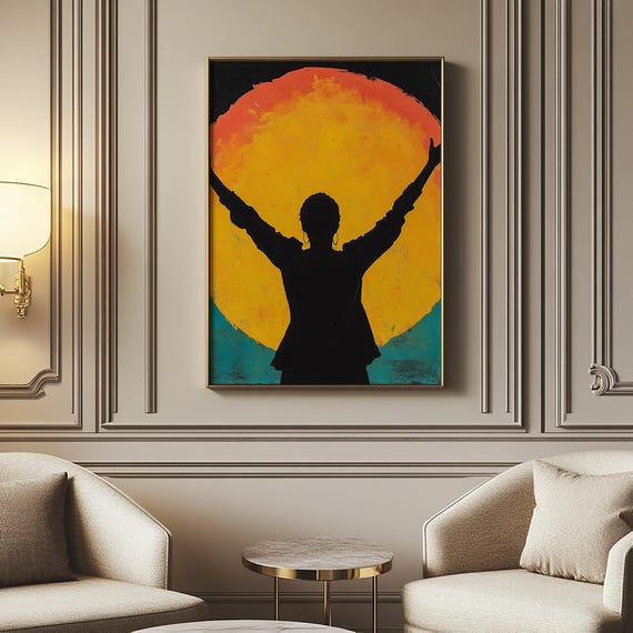 Sunset Silhouette Art Print Black Ethnic Home Decor