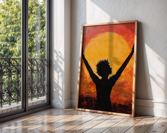 Sunrise Silhouette Art Print Black Ethnic Home Decor