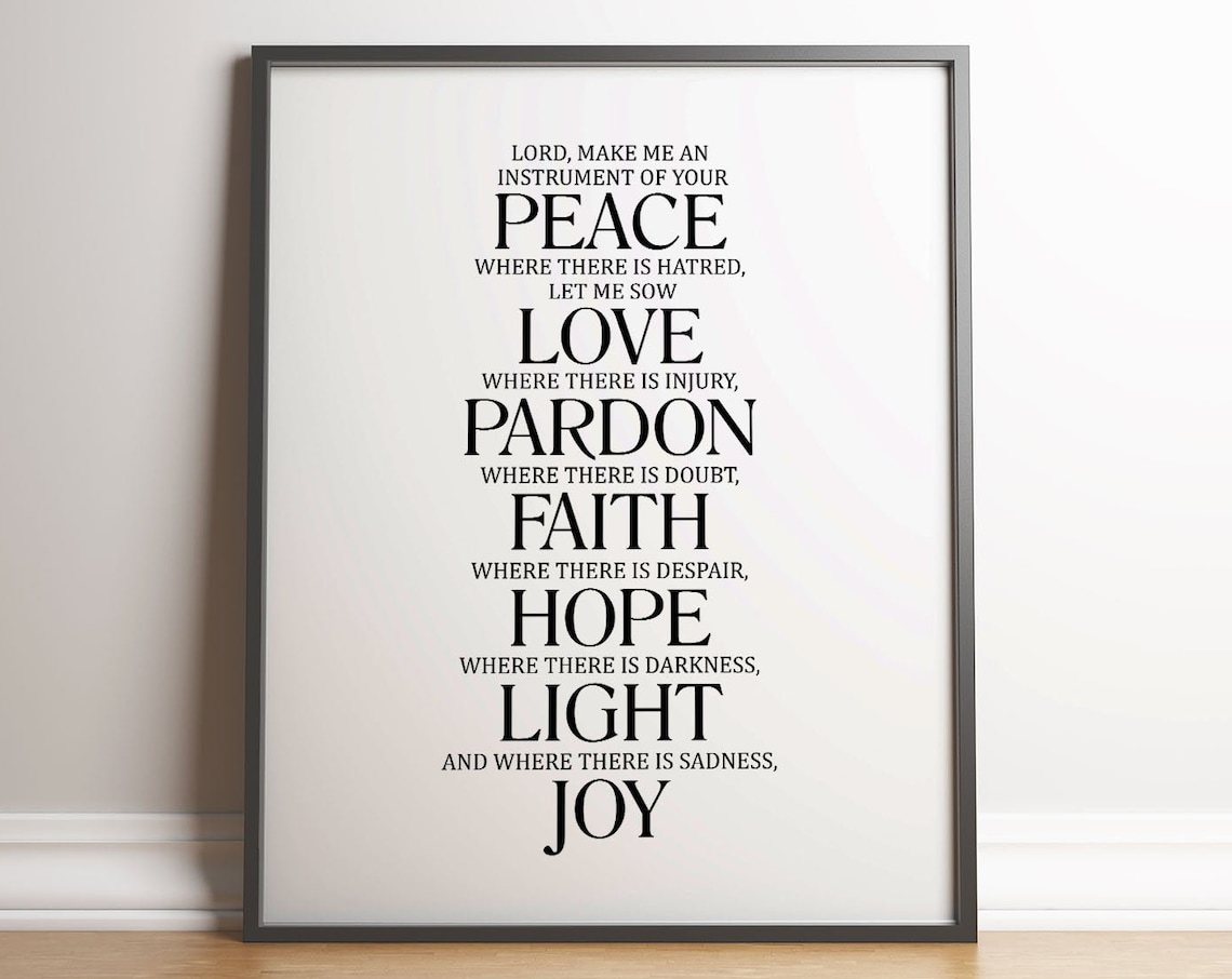 Prayer of St Francis Make Me an Instrument of Your Peace Wall Art