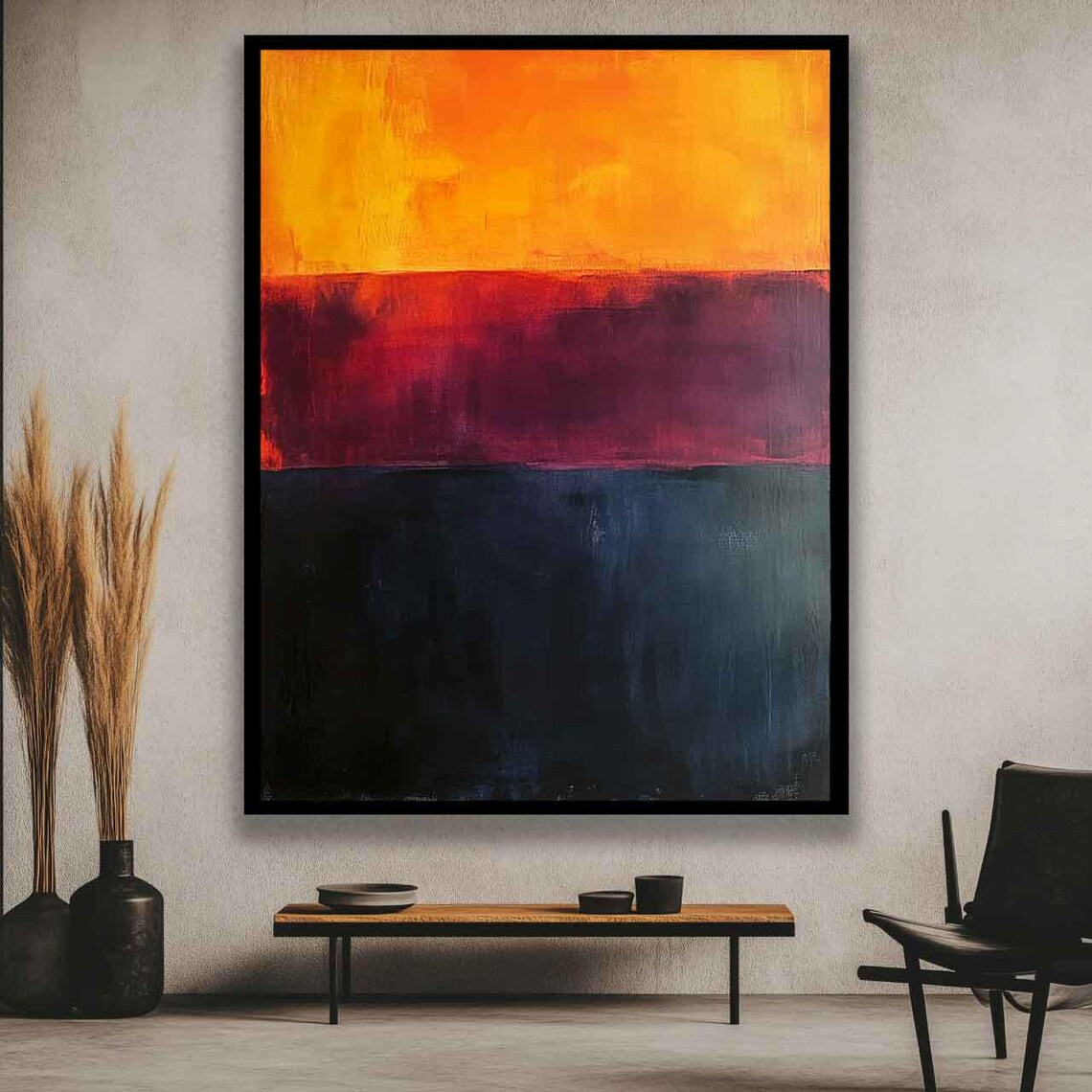 Mark Rothko Wall Art Decor Minimalist Abstract Wall Art Orange Red Black Modern Wall Decor Abstract Wall Art Rothko Poster - Image 2