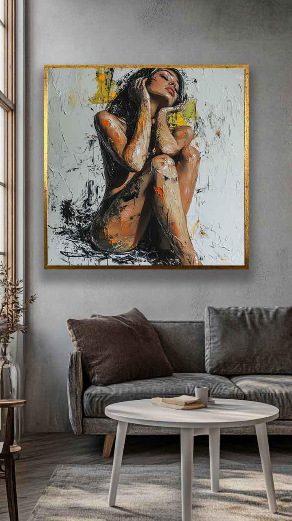 Nude Woman Abstract Oil Painting Style Art Print - Image 2