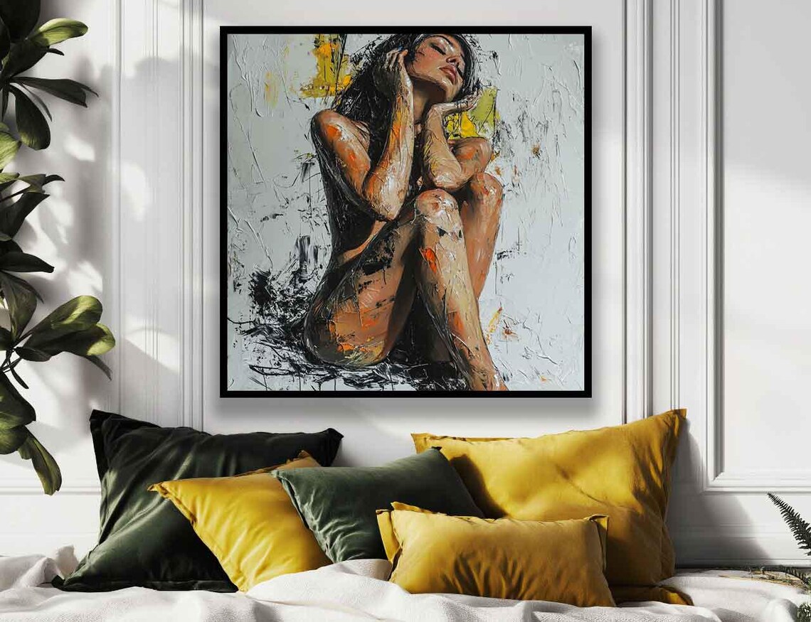 Nude Woman Abstract Oil Painting Style Art Print - Image 5