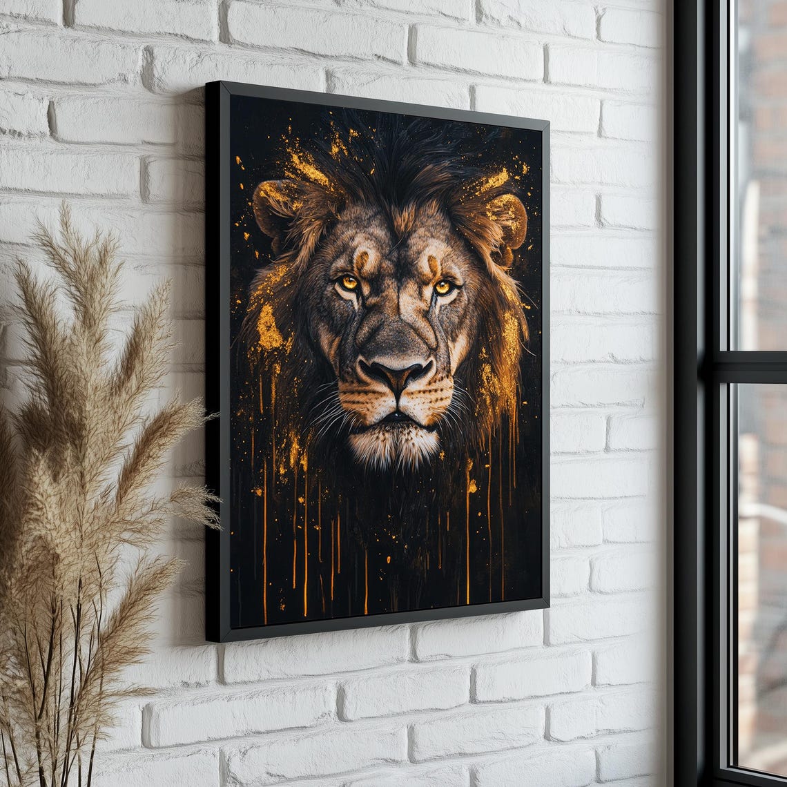 Lion Painting King Lion Portrait Modern Lion Painting Wildlife Art King Lion Print Minimalist Safari Wall Art - Image 5
