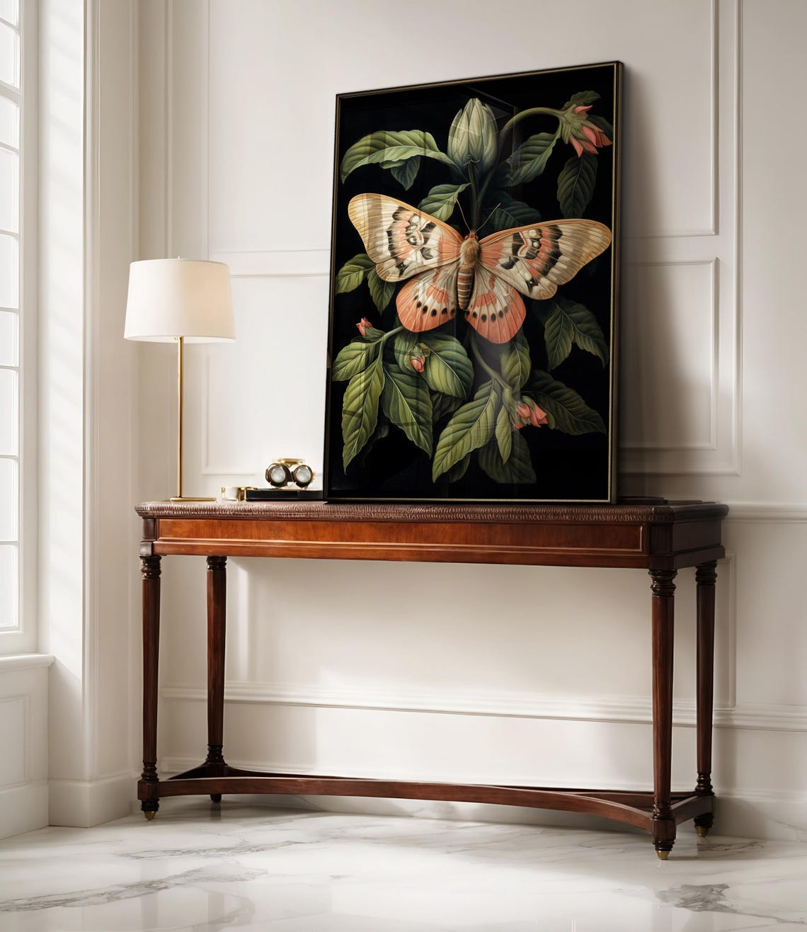Giant Moth Botanical Illustration Dark Forest Gothic Insect Print - Image 2