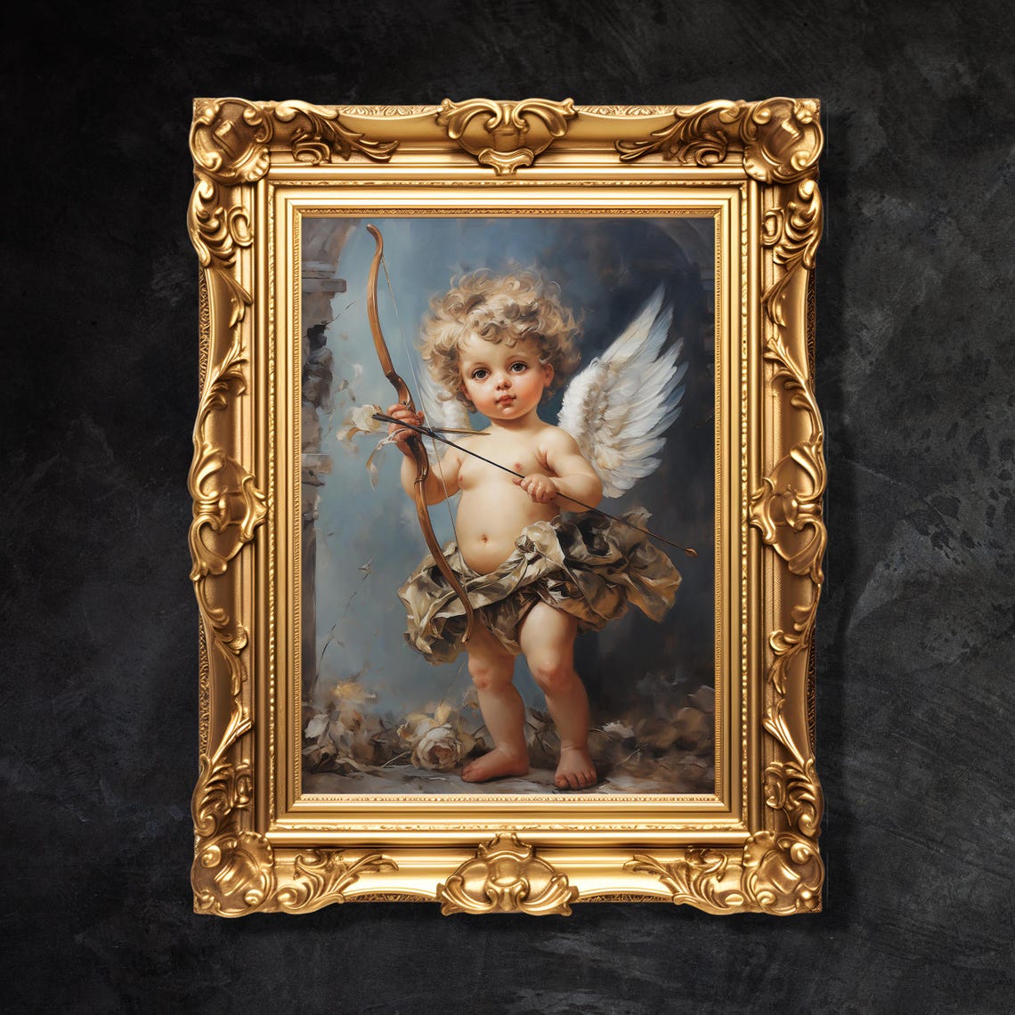 Cupid Cherub With Bow And Arrow Classical Angel Painting Print