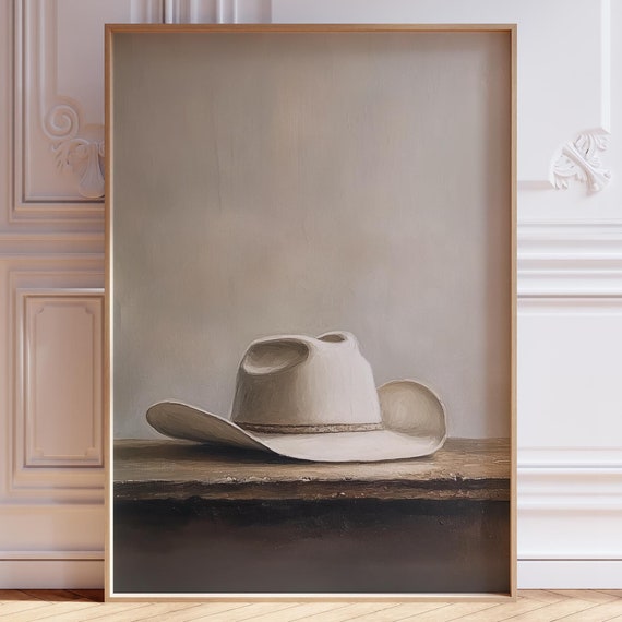 Cowboy Hat Art Print Wall Decor Southwestern Western Neutral Minimalist Poster