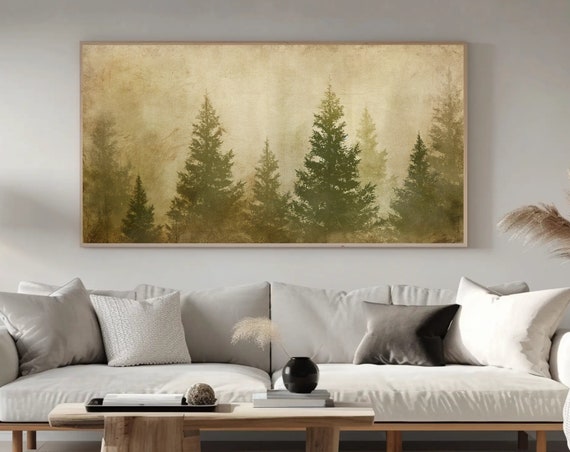 Pine Forest Print Extra Large Rustic Fir Trees Wall Art Cabin And Farmhouse Decor Rustic Wall Decor Ready To Hang