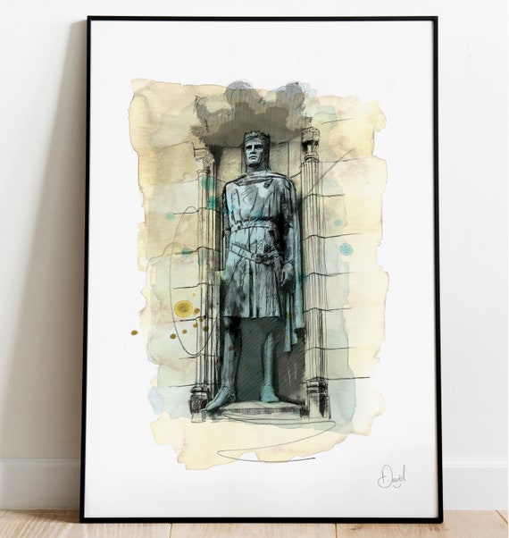 Edinburgh Robert The Bruce Art Print Bridge Illustration Scotland Drawing Watercolour