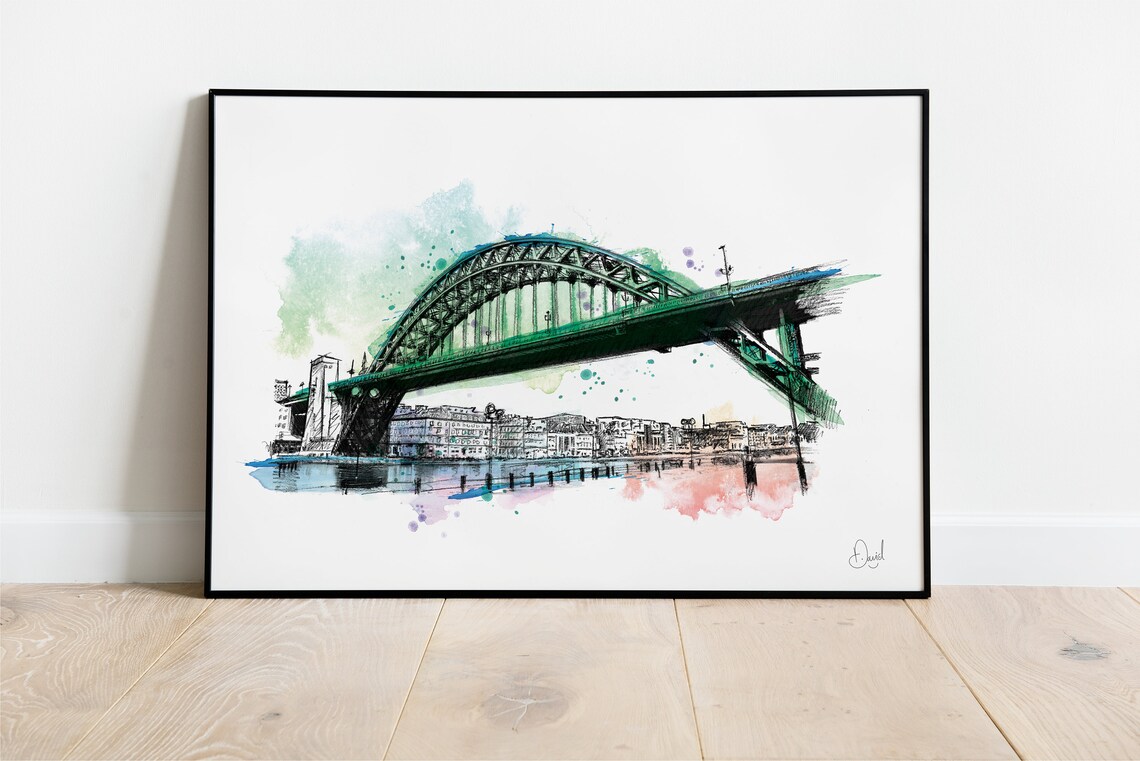 Tyne Bridge Newcastle Watercolour Art Print