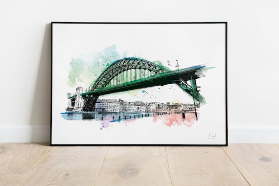 Tyne Bridge Newcastle Watercolour Art Print