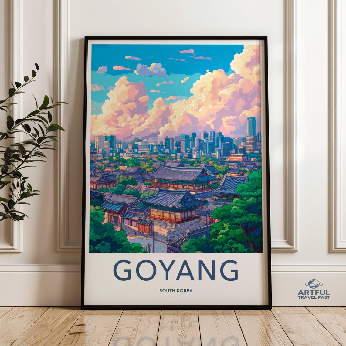 Cityscape Wall Art Goyang South Korea Poster Skyline Decor Travel Asian Architecture Print