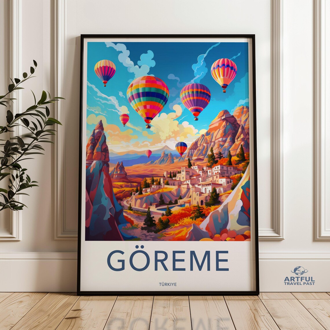 Goreme Turkiye Hot Air Balloons Cappadocia Valley Poster Travel