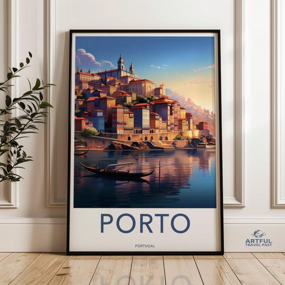 Porto Portugal Wall Art Print Travel Poster Cityscape Illustration Home Decor Scenic City View European Architecture Artwork