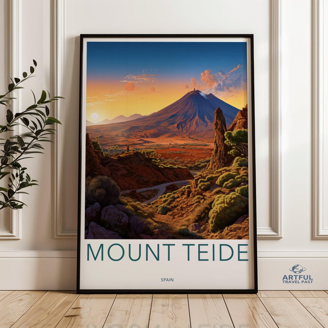 Mount Teide Spain Sunset Volcano Landscape Scenic Mountain Art Poster