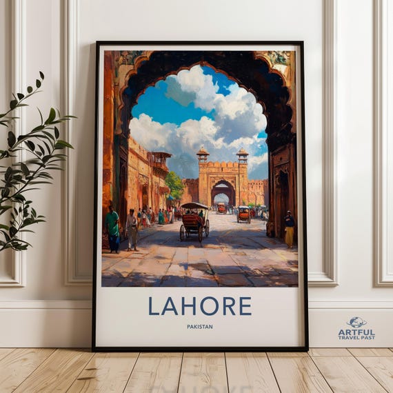 Vintage Lahore Wall Art Print Travel Poster Cityscape Painting Home Decor Living Room Retro Tourist Souvenir