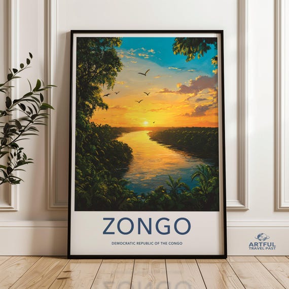 Sunset River Landscape Painting Nature Wall Art Scenic Decor Peaceful View Serene Scene Large Print