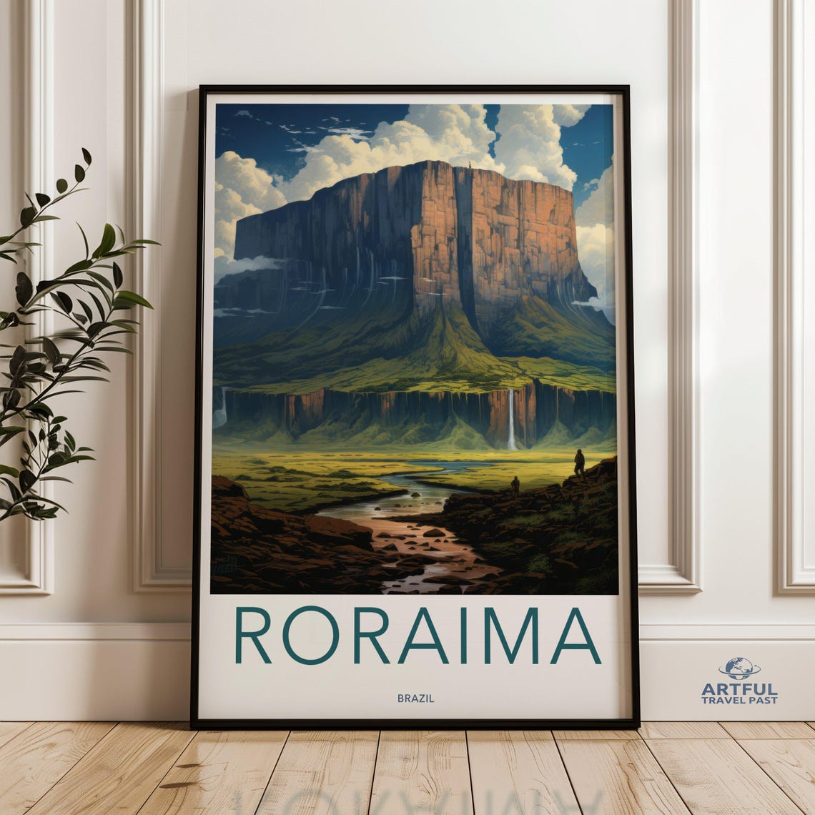 Mount Roraima Brazil Tepui Waterfall Vintage Travel Poster Gift