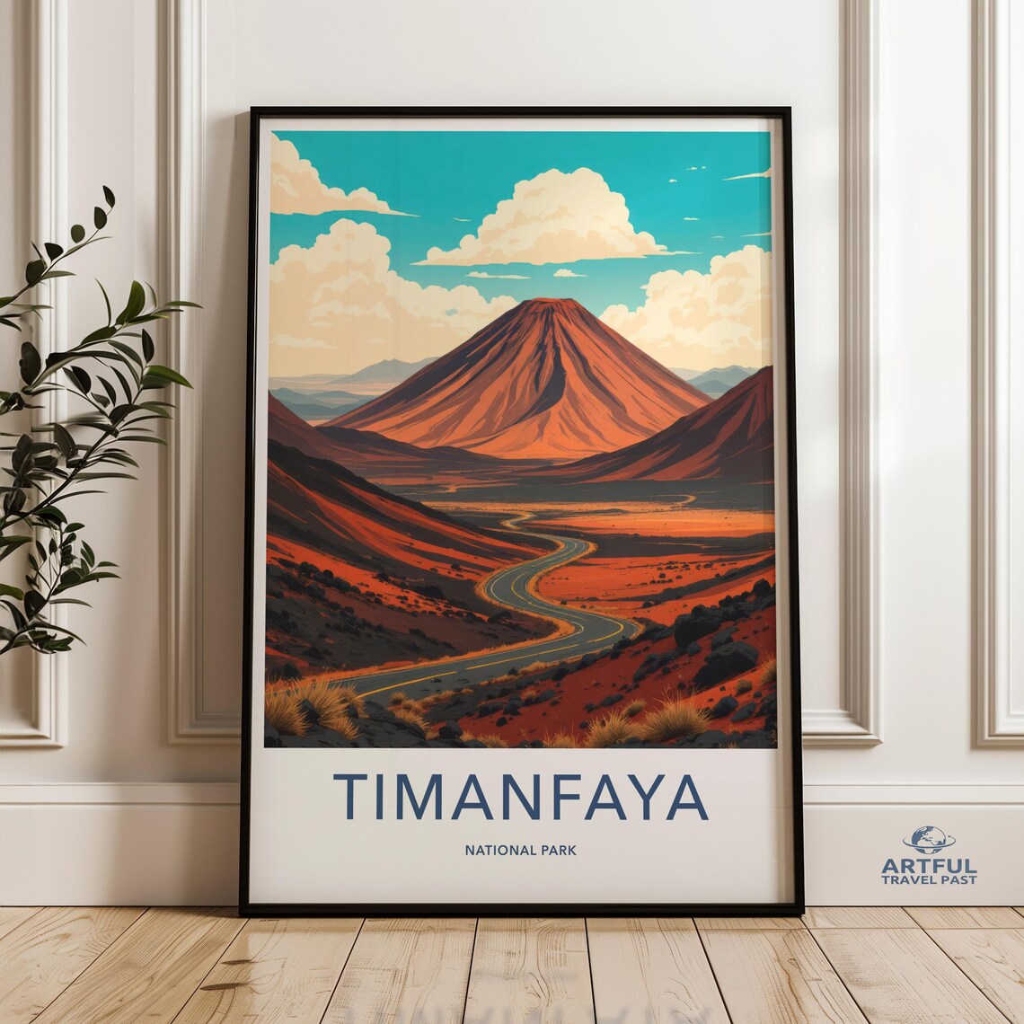 Timanfaya National Park Lanzarote Volcanic Road Scenic Travel Poster