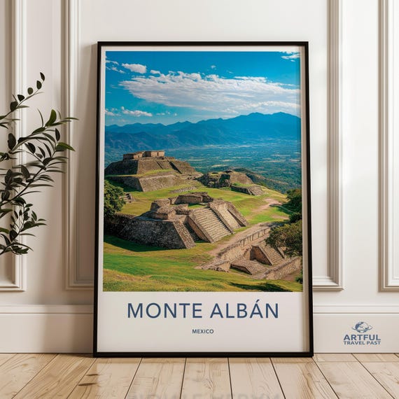 Monte Alban Wall Art Mexican Historical Site Print Oaxaca Travel Poster Ancient Ruins Artwork Scenic Archaeological Decor