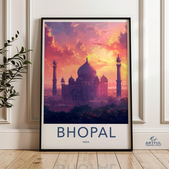Bhopal Wall Art Print India Sunset Urban Landscape Poster Cityscape Home Decor Vibrant City Architecture Artwork Travel Inspired