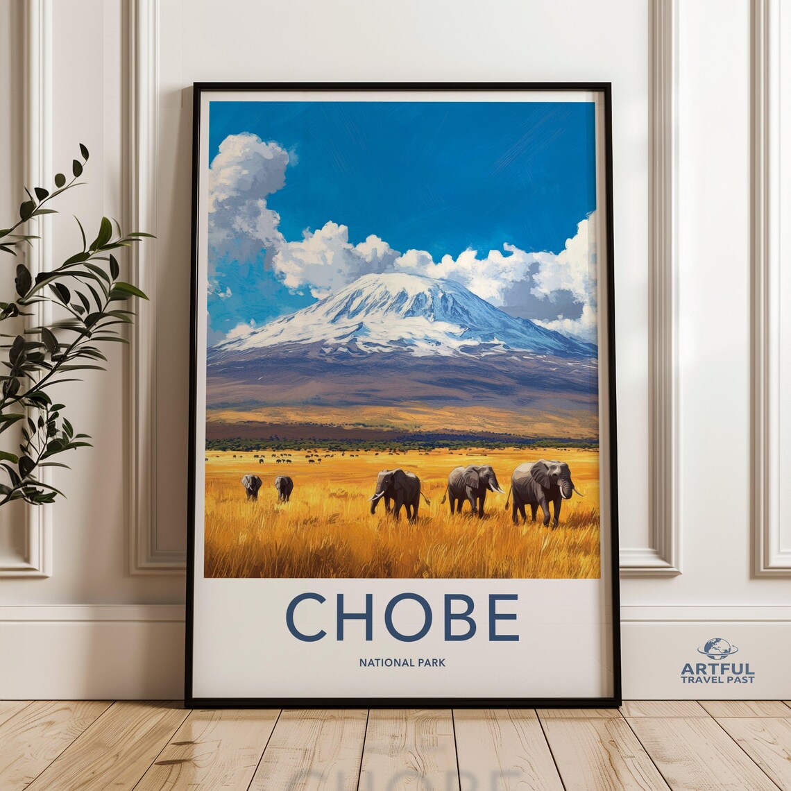 Chobe National Park Elephants Savanna Safari Travel Art Poster