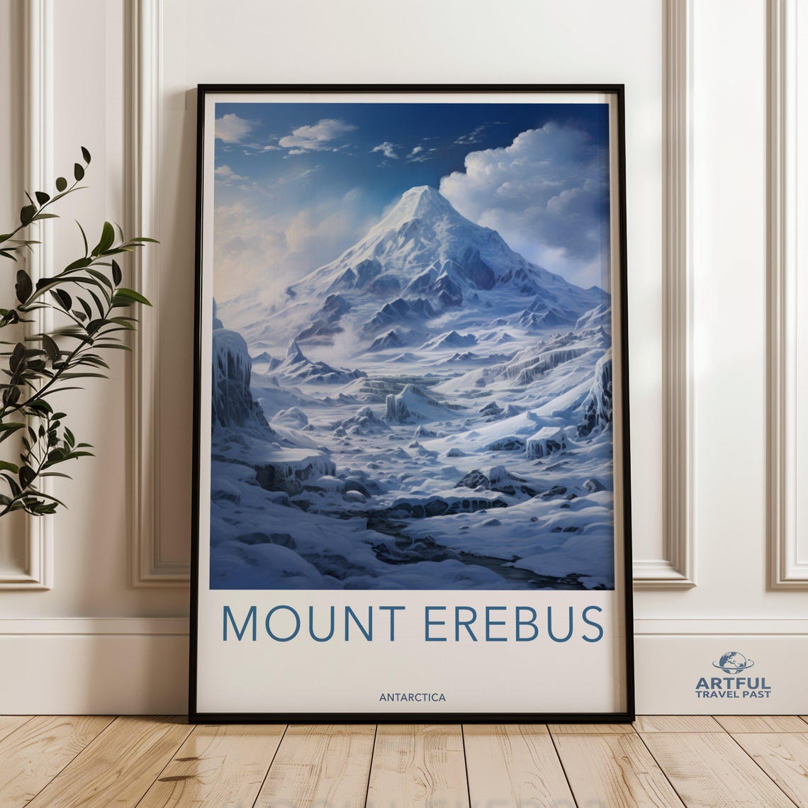 Mount Erebus Antarctica Snowy Volcano Peak Ice Travel Poster