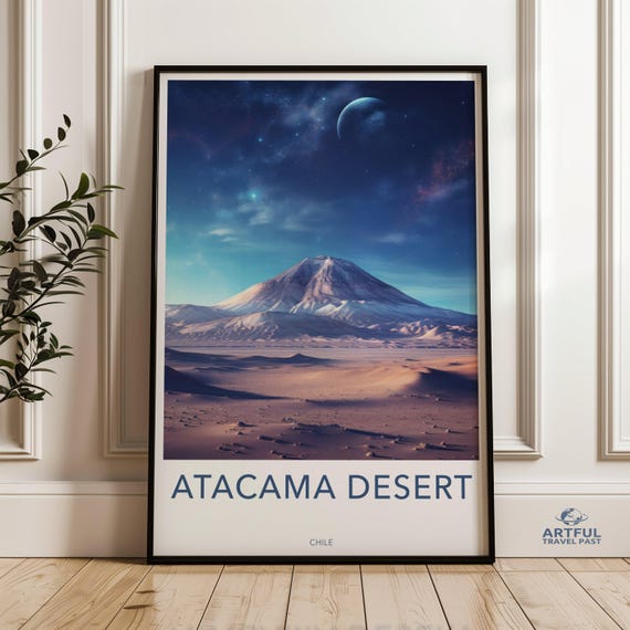 Atacama Desert Wall Art Print Scenic Mountain And Starry Sky Poster Space Inspired Artwork For Home Decor Chile Landscape