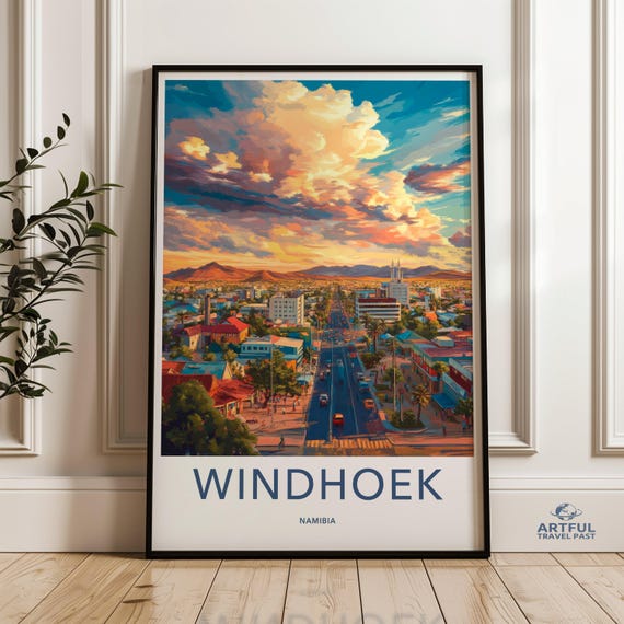 Windhoek Namibia Wall Art Cityscape Print Sunset Urban Decor Colorful Landscape Poster Home Office Travel Gift