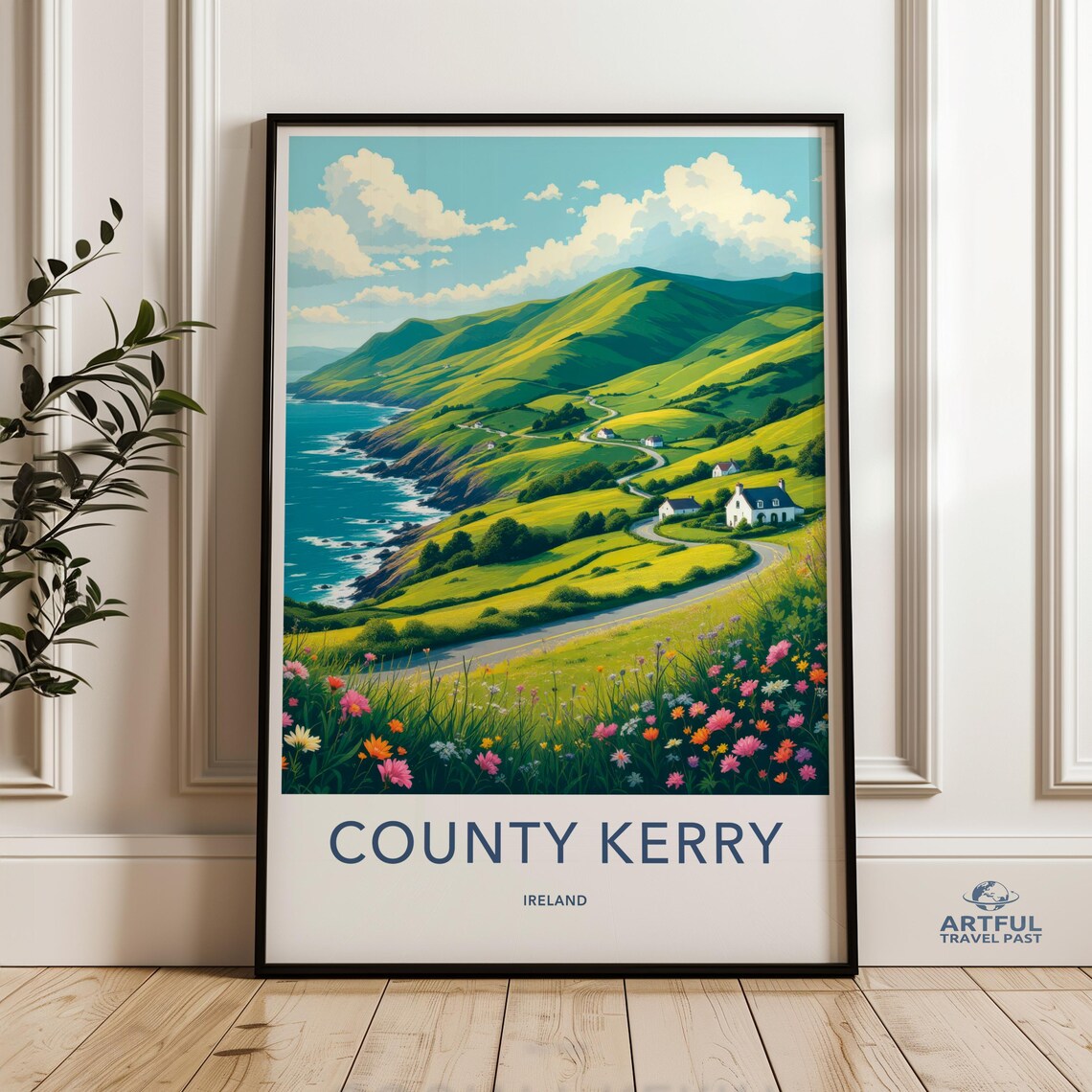 County Kerry Ireland Coastal Road Wildflower Cottage Travel Art Poster