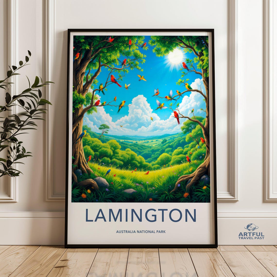 Lamington Australia National Park Colorful Parrots Forest Poster