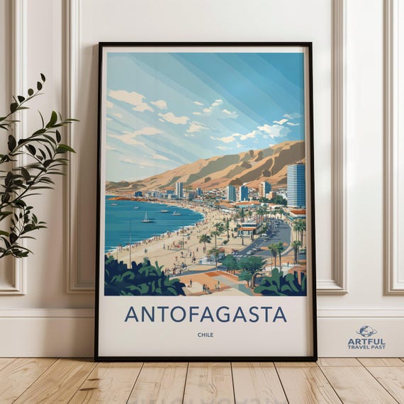 Antofagasta Chile Wall Art Coastal Cityscape Print Scenic Urban Landscape Beachfront Artwork Vibrant Home Decor