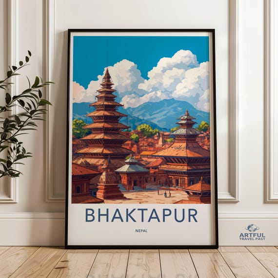 Bhaktapur Nepal Wall Art Historic City Print Kathmandu Valley Artwork Nepali Heritage Poster Cultural Landmark Decor