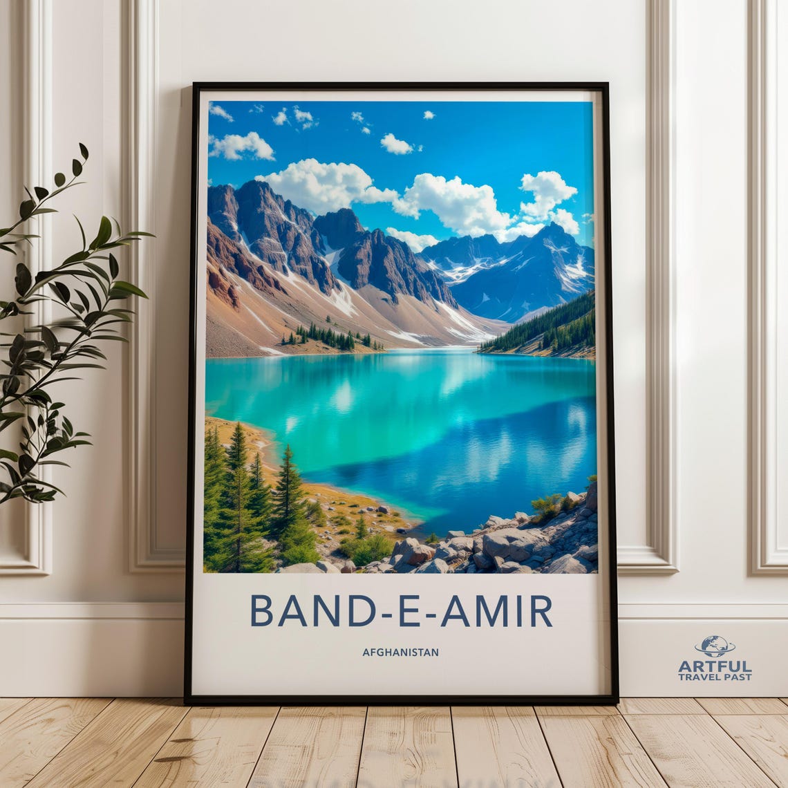 Band-e-Amir Afghanistan Turquoise Lakes Mountain Travel Poster