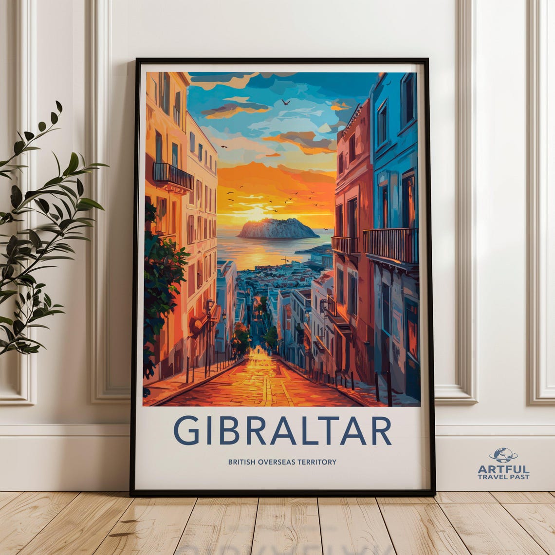 Gibraltar British Overseas Territory Sunset Street View Poster