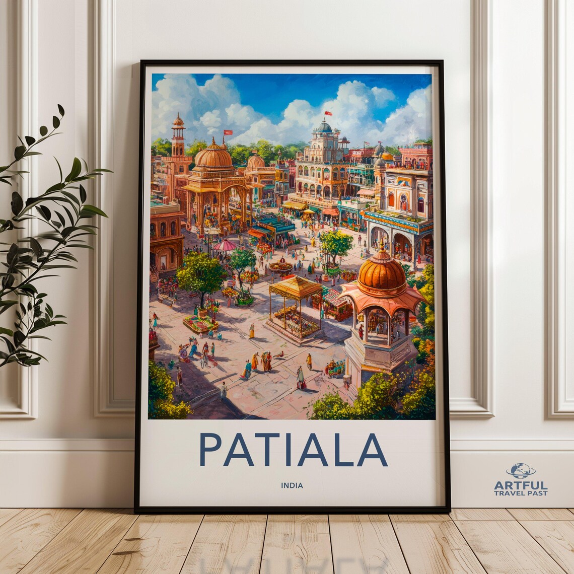 Patiala India Vibrant Bazaar Market Square Vintage Travel Poster