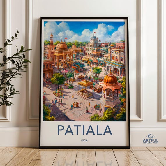 Patiala India Wall Art Cityscape Print Vibrant Bazaar Scene Cultural Travel Decor South Asian Home