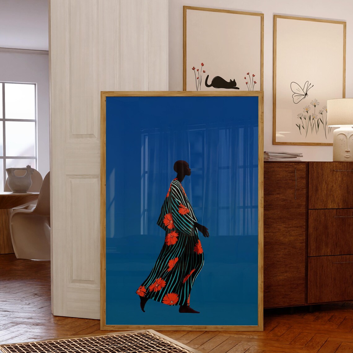 Minimalist African Woman Art Print, Contemporary Ethnic Style