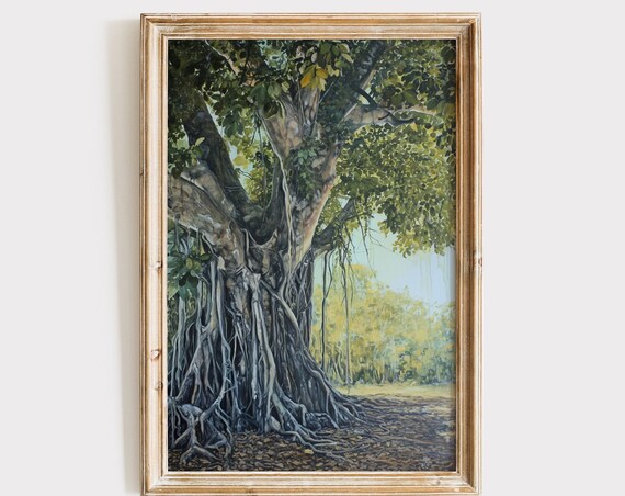 Banyan Tree Print Nature Oil Painting Banian Tree Wall Art Decor