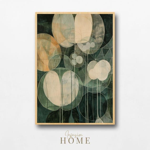 Botanical Shadows Print Nordic Floral Art Modern Linework
