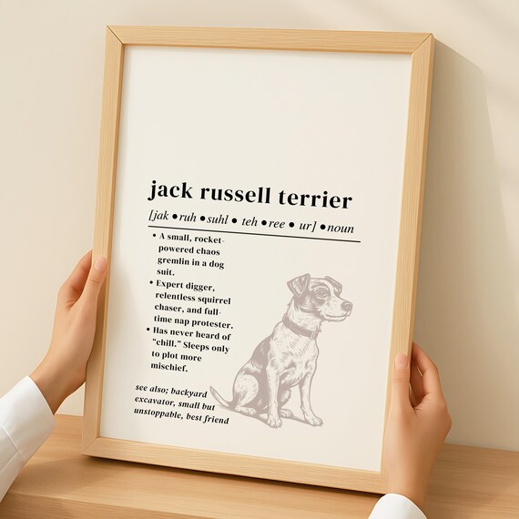 Funny Jack Russell Terrier Definition Print Quirky Dog Lover Gift