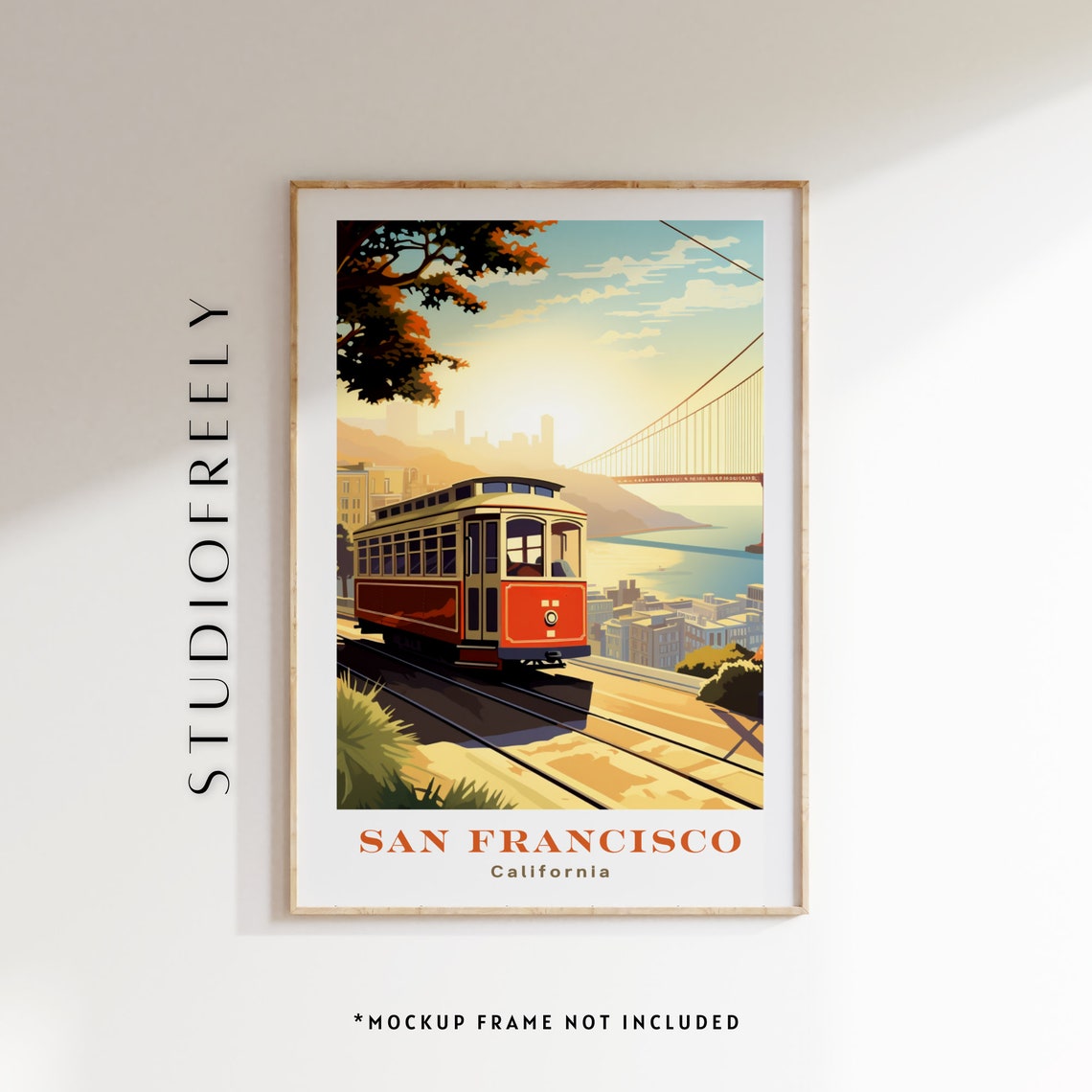 San Francisco California Cable Car Golden Gate Retro Pop Art Poster