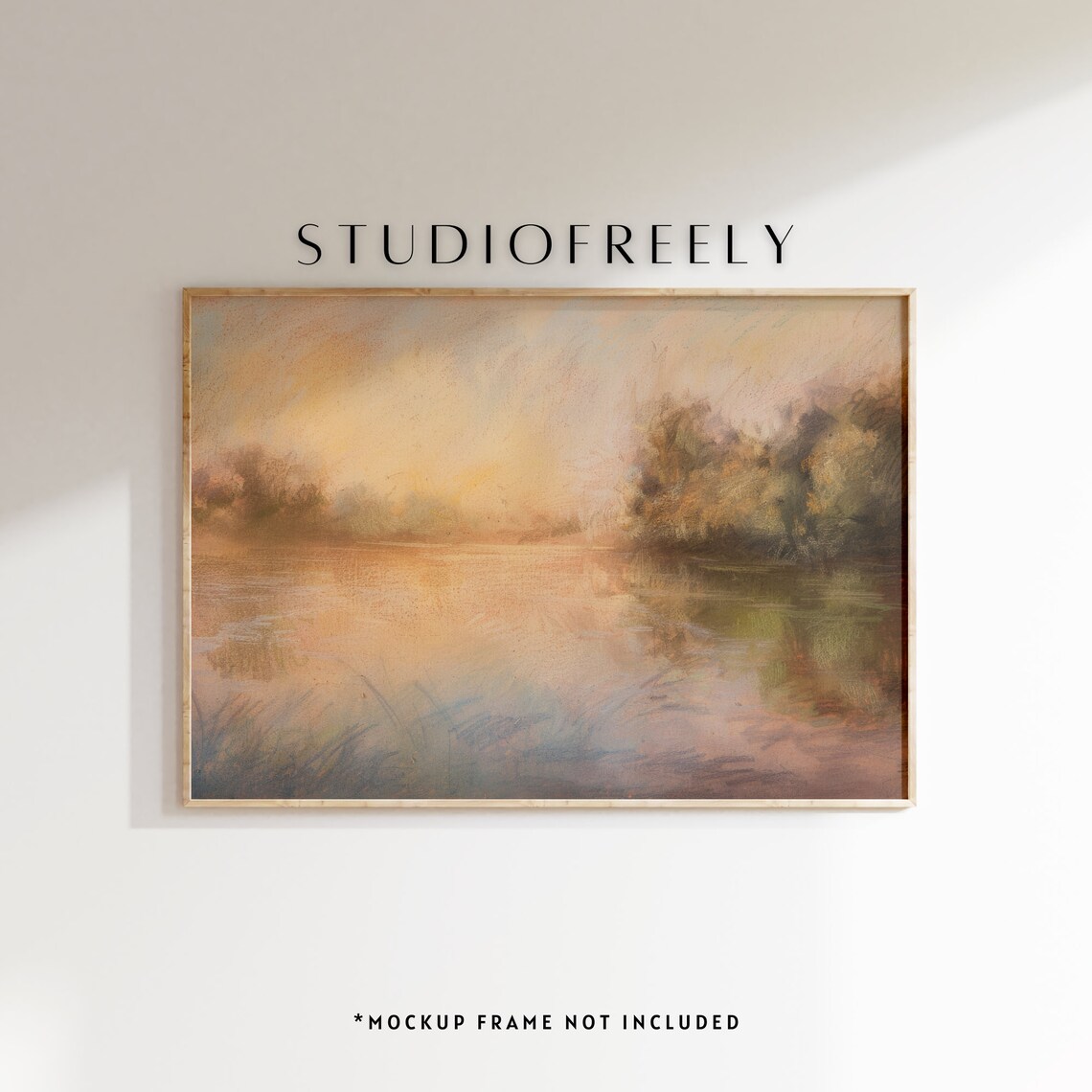 Pastel River Drawing Misty Autumn Dawn Art File