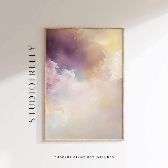 Pastel Cloud Art Print Ethereal Purple And Gold Sky Painting