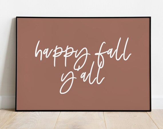 Happy Fall Yall White Script Rust Terracotta Fall Decor Poster