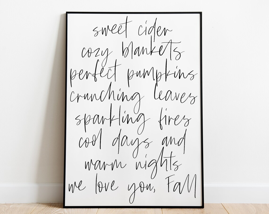 Sweet Cider Cozy Blankets We Love You Fall Autumn Quote Poster